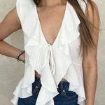 Lumière Lumiere - White Ruffle Sleeveless Top - Size Medium Photo 0