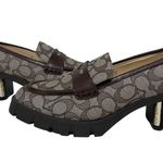 Coach NWOT Women’s Brown Monogram Heeled Loafer Size 9 Photo 5