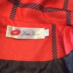 Women’s Red Turn Down Collar Wrap Coat Grid Pattern Belted Size S NEW *READ Red Photo 5