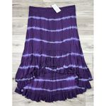 Soft Surroundings  High‎ Low Ruffled Prairie Midi Skirt Tie Dye High Rise Boho L Photo 1