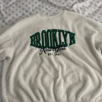 White and green Brooklyn crewneck sweatshirt white, green, Brooklyn, crewneck, sweatshirt, varsity style, embroidered, casual, streetwear, oversized Photo 1