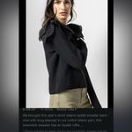 LILLA P Eyelet Ruffle Shoulder Trimmed Crew Neck Ribbed Sweater Black L Black Size L Photo 7