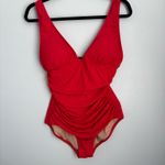 J.Crew Red Orange Ruched V - Neck One Piece Swimwear Women’s Size 10 Photo 0