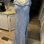 R & M Richards Elegant Lace Off-Shoulder Blue Dress Photo 1