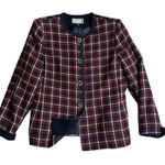 Kasper Womens Plaid Woven Suit Jacket Size 10P Striped Academia Office Preppy Photo 0