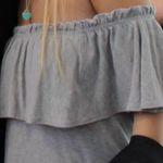 Abercrombie & Fitch abercrombie ruffle off-the-shoulder grey dress Photo 5