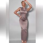 PRETTY LITTLE THING Taupe Satin Cutout Back Midi Dress Size 4 NEW NWT Photo 2