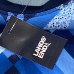 Lands' End NAVY PROSPERITY QUILT NEW Dark & Light Blue Sweatshirt Photo 3