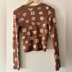 American Eagle Women's Brown and Pink Floral Sweater Cardigan Photo 3