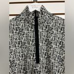 J. McLaughlin Sketch Geo Print Bedford L/Sleeves Dress M Black Off White Stretch Photo 3