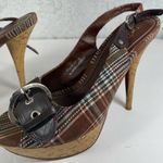 Rue 21  Brown & Teal Pin Stripe Open Toed Heels Photo 5