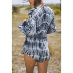 Cloth & Stone Anthropologie Tie Dye Romper Rayon Dark gray/blue White Shorts - S Photo 10