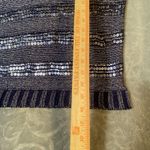 Chico's Sequin Striped Kayden Sweater Womens 2 US L Green Short Slv Blue Beaded Photo 4