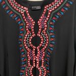 Attitudes By Renee Womens Black Midi Dress XL 50” Boho Embroidery On Neck Line Photo 1