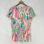 Lilly Pulitzer Lilly‎ Pulitzer Stretch Cotton Colorful Pastel V-Neck Women's Short Sleeve Tee M Photo 6