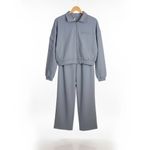 Beyond Yoga Athleisure Tracksuit Set Gray Zip Up Jacket Wide Leg Pants Women M Photo 3