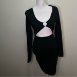 Pretty Little Thing black ribbed knitted long sleeve Cut-Out Dress size M Photo 1