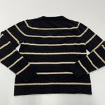 J.Crew Sweater Womens Small Black Shimmer Striped Crewneck Black Extra-Soft Yarn Photo 2