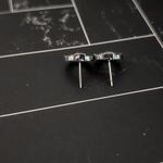 Grey & Dark Silver Tone Small Stud Earrings Photo 3