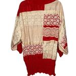 Vintage 1960's Cottage Blossom Red Lace Shirt Blouse One Size Made in Australia Size L Photo 5