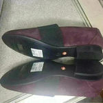 Clarks  Burgundy Suede Low Heel Loafers Photo 7