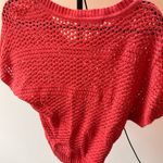 Bongo  medium Red V-Neck crocheted Sweater Photo 4