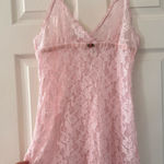 Vintage Gina Masi Pink Velvet Trim Rosette Lace Slip Dress Size M Photo 0