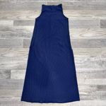 Reformation navy blue ribbed turtle neck mini dress knit stretch size XS O47 Photo 3