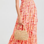 Free People Dusk Coral Combo Smocked Maxi Dress Floral Print Halter Style Large Photo 0