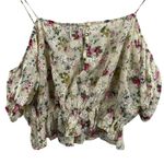 Topshop Floral Top Bardot Ivory Multi Feminine Coquette Cottage Size 4 US Photo 4