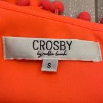 Crosby Bright Melon Orange One Shoulder Top with Ruffle and Pom Photo 2
