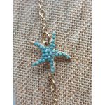 Charming Charlie MINT Condition Beachy Chain Gold Tone Blue Sea Star Stations Photo 5