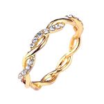 Boutique *NEW 14k‎ Gold Plated Sterling Simulated Diamond Eternity Band Ring, Size 7.5 Photo 0