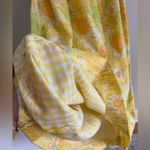 VINTAGE 60s 70s Yellow Floral Prairie Maxi Dress Puff Sleeve Square Neck Daisy S Photo 5