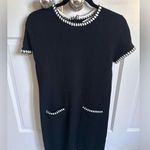 ZARA  SHORT KNIT Black dress with white trim - Size Small Photo 0