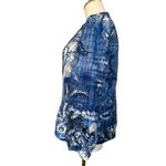 Chico's  Linen Blend Top Jacket Blue White Collar 3/4 Sleeve Metal Buttons 0 S 4 Photo 2