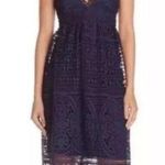 Bardot French Navy Lace Strappy Back Knee Length Dress size 6/Small Photo 0