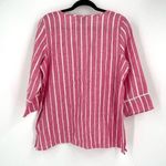 Rafaella Linen Striped lace Tie Top Pink White Large nautical July 4 coastal EUC Photo 1
