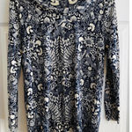 J.Crew  Merino Wool Mermaid Floral Print Long Sleeve Sweater Top Women L Ruffles Photo 0