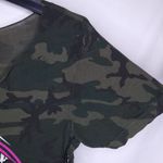 Affliction  T Shirt Womens Small Green Camo Studded American Customs Photo 4