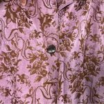 CMC Color Me Cotton Pink Brown Floral Jacquard Short Blazer Jacket Size XL Flaw Purple Photo 4