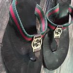 Gucci  GG Logo Sandals Kitten‎ Heels THONGS Flip Flop Slides Brown Green Red 9.5 Photo 15