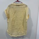 Rachel Zoe  Roll-Tap Short Sleeve V-Neck Pullover Linen Shirt S Vacation Yellow Photo 3
