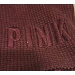 PINK - Victoria's Secret PINK‎ Victoria's Secret Cropped Hoodie Waffle Knit Long Sleeve Burgundy XS Photo 3