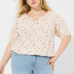 Torrid 364. bees and flowers Gauze Blouson Half Sleeve top size 1 (1X) Photo 0