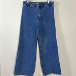 ZARA  The High Rise Marine Straight Jeans Size 12 Wide Leg Raw Hem 2553/041/400 Photo 2
