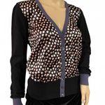 Emporio Armani VTG Silk Cashmere Cardigan Made in Italy Polka Dot Black Sz 6/42 Photo 2