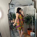 Oscar de la Renta Vintage  tropical asymmetrical mesh cover up sheer floral Photo 8