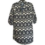 GoGo Apparel Indulge Women's Size Med Navy White Aztec Print Lightweight Dress Blue Photo 1