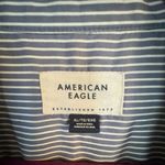 American Eagle Women’s Blue & White Stripe Button down Shirt Size XL Photo 2